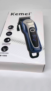 Kemei KM-1995 Professional Blue Hair Clipper Set With 8 Colorful Limit Combs Rechargeable Razor For Haircut Original Kit