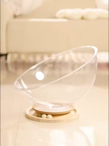 2-in-1 Cat Space Capsule Cat Bed Pet Nest Acrylic Cat Dog House Cat Turntable with Catnip Ball Toy