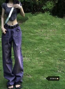 High Waist Straight Leg Denim Jeans Womens Loose Fit High Street Style Autumn Winter Slimming Wide Leg Trousers Trendy