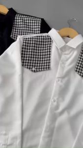 Áo sơ mi nam dài tay phối vá vai sang trọng chất vải lụa mẫu mới hot trend màu đen trắng giá rẻ