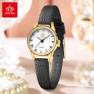 Fatelove นาฬิกาแบรนด์แท้กันน้ำสำหรับผู้หญิงหรูหราสง่างามสไตล์เกาหลีสายหนังหน้าปัดเล็กควอตซ์พร้อมกล่องของขวัญ