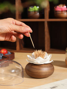 Premium Wooden Toothpick Holder Creative Home Use Restaurant Living Room Simple Cotton Swab Box Storage Organizer