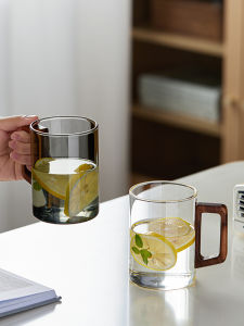 Large Capacity Glass Cup Office Tea Drinking Mens Cup Japanese Style High End Simple Style round Column Shape Transparent Glass