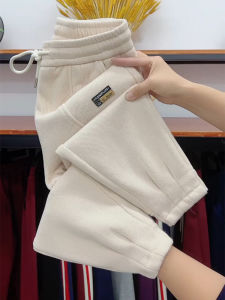 Winter Thickened Fleece Womens High Waist Baggy Casual Pants Warm Loose Slimming Trousers Harajuku Style Cotton Sweatpants