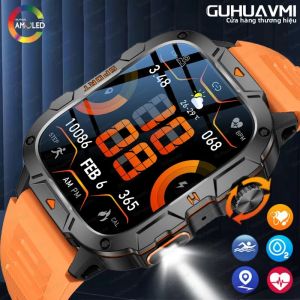 Đồng Hồ Thông Minh Thể Thao Quân Sự Dành Cho Nam Giới Cuộc Gọi Bluetooth Ngoài Trời Theo Dõi Huyết Áp Máy Đo Oxy Trong Máu IP68 Chống Nước Có Đèn Pin Theo Dõi Sức Khỏe