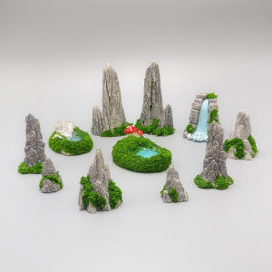 Simulation Fake Landscape Lake Waterfall Rare Stone Moss Micro Landscape Gardening Landscaping DIY Ornaments Accessories Small Ornaments