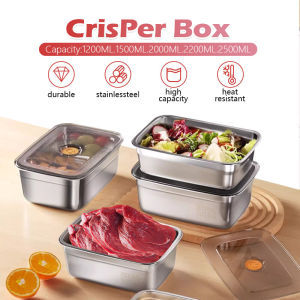 1200-2800ML Fresh Keeping Box with Sealed Lid 316 Stainless Steel Food Container Fresh keeping Box 360° Leak-proof Refrigerable Microwaveable Food Keeper Storage Box