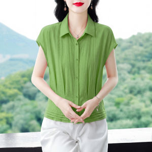 DAIXIANGFEIZI | Cotton Summer Waist Cinching Fashionable Mom Shirt