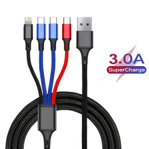 Cáp Sạc Nhanh USB C 4 Trong 1 Cáp Sạc Đa Năng 3 Trong 1 Type C Micro USB Cho iPhone Samsung Xiaomi Huawei