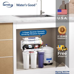 iSpring RCC7P Drinking Water Filtration System 75 GPD Reverse Osmosis System 5-Stage Boosted Performance Superb Taste Under Sink Reverse Osmosis with Brushed Nickel Faucet