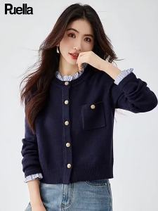 puella | Áo Len Knit Gỗ Đa Năng Màu Khối Dây Thắt