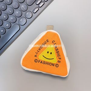 Mini Triangular Smiley Face Velvet Bag with Chain Zipper Pocket Portable Mobile Phone Case Accessory for Men And Women Student Style
