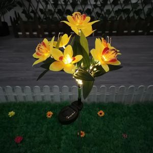 7-head Solar Orchid Lights Artificial Flower Lawn Lights for Patio Yard Garden Christmas Decoration LED Solar Ground Lights
