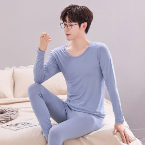 Warmth Modal Slim Fit Thermal Underwear Set Elastic Thin Cotton Base Layer Innerwear Long Sleeve round Neck Single Layer for Youth