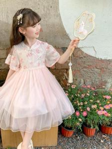 Girls Floral Princess Dress Summer New Style Childrens National Style Improved Design Flag Dress Girls Floral Dress