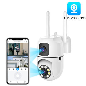 V380 PRO Outdoor Triple Lens CCTV Camera Full HD 15MP Waterproof IP67 Night Vision two-way audio Auto Tracking APP Control remote Video Surveillance