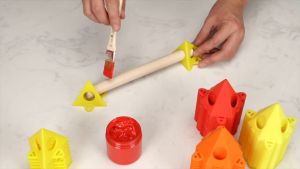 10 ชิ้น ขาตั้งแท่นวางชิ้นงาน แท่นวาง ทรงสามเหลี่ยมปิรามิด แบบพกพา สำหรับงานทาสี วาดภาพ ที่วางของ วัสดุพลาสติกสีเหลือง