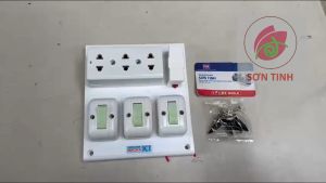 Bảng điện nổi SOPOKA 3CT 3 công tắc 3 ổ cắm 1 cầu chì