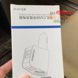 Tẩu sạc HYUNDAI HY-10 1 tẩu tròn và 3 USB nhỏ - có đèn led báo điện ap acquy