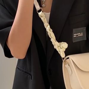Fittoes Demeter PU Leather Crossbody Bag Simple Silk Scarf Shoulder Bag Niche Design Bag for Women