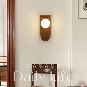 Retro Wall Light LED Wall Sconces Walnut Texture Bedroom Headboard Living Room Decoration Background Hallway Room Decor