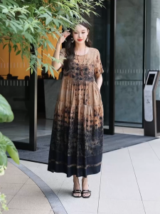 Plus Size Midi Dress Loose Slim Elegant Tummy Control Luxury Photogenic Minimalist Summer Long Dress Women