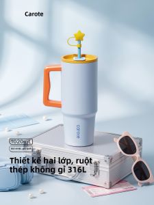 CAROTE | Large Capacity Suction Tube Insulated Cup With Ceramic Coating