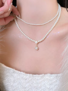 Princess Soft Light Pearl Necklace Womens Clavicle Chain Layered Luxury Minimalist Jewelry Pendant Shell Material Double Layer
