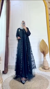 COD Dress Terbaru / Lydia Dress BUSUI / Bahan Tille apk Brokat / Dress Lebaran 2025 / Gamis Termurah