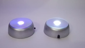 KOQZM 1 chiếc đế phát sáng 4 bóng LED đế đứng tròn nhiều màu trưng bày kính pha lê ánh sáng