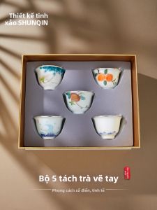 SHUNQINYINLOU | Bộ Dụng Cụ Trà Sứ và Bạc Tinh Khiết Đồ Họa Tay