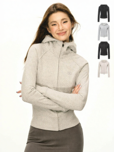 Ariseism | Áo Khoác Hoodie Phong Cách Retro Ôm Sát Có Mũ và Khóa Kéo cho Tập Luyện và Yoga