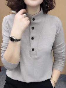 Women European Style Button Stand Collar Thermal Underwear