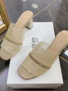 Summer New Womens Mesh High Heel Waterproof Platform Thick Heel Fish Mouth Slippers Outdoor Wearable Sandals Pure Color European Style Party Shoes