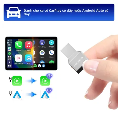 Bộ Chuyển Đổi Không Dây 2 Trong 1 HEYINCAR CarPlay Và Android Auto Cho Hệ Thống Xe Thông Minh Tích Hợp Hộp AI Với Tùy Chọn CarPlay Có Dây