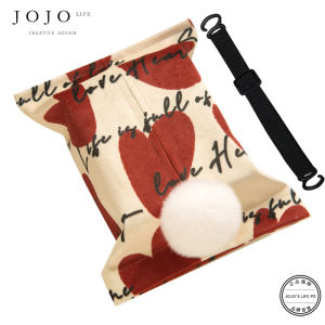 Luxury Style Heart Shaped Tissue Box Car Mounted Portable Soft Fabric Tissue Holder Pink Cute Girl Heart Design Storage Organizer