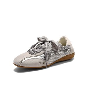 Belle | Silver Satin Ballet Training Shoes Women