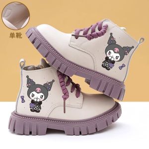Trendy Martin Boots for Girls Real Leather Baby Cotton Shoes Comfortable Soft Rubber Sole round Toe Flat Heel Autumn Winter New Style