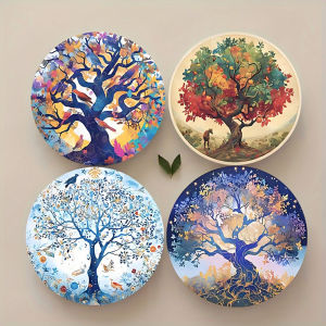 4-piece set - Wooden Table Mat Non-Slip and Heat Resistant Table Protection Dining Table Decor Restaurant Gift