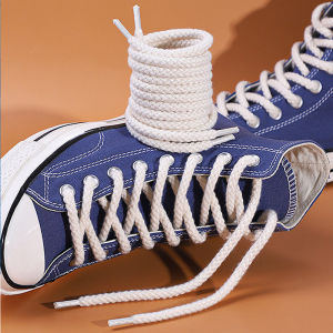 เชือกรองเท้าทรงกลมทำจากป่าน 1 คู่ หนา 7 มม. เชือกรองเท้าแบบคลาสสิกทอจากผ้าฝ้าย สำหรับรองเท้าผ้าใบลำลอง รองเท้า AF1/AJ