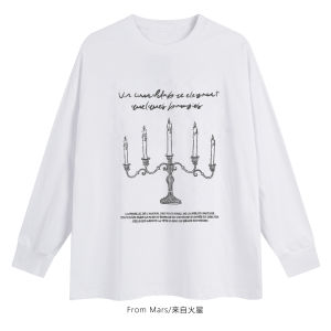 Áo Thun Tay Dài in Họa Tiết Sáng Tạo Rộng Rãi Cổ Tròn Thời Trang Mùa Thu Phong Cách Thường Ngày Thoải Mái Thoáng Khí