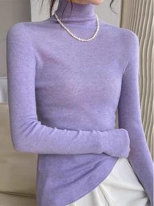 PEIXI | Elegant Purple High Neck Sweater Knit Top