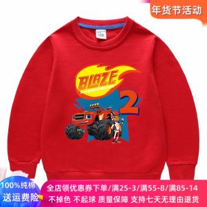 Childrens Long Sleeve Hoodie Autumn Clothes New Style Boys Cartoon Car Pattern McQueen Car Clothes Pure Cotton Spring Autumn