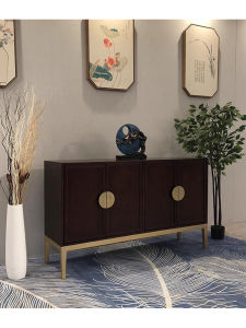 New Chinese Style Accessible Luxury Solid Wood Entrance Cabinet Hallway Sideboard Cabinet Post-Modern Entry Door Hall Cabinet Scandinavian Living Room Shoe Cabinet