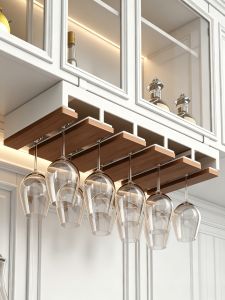 WUBUWEI | Vintage Hanging Walnut Wine Glass Rack