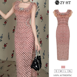 ZYHT EraVogue Womens Dresses Pink Dresses Polka Dot Dresses Lace Dresses Work Dresses Hiso Dresses Vintage Dresses Work Dresses Party Dresses Evening Dresses 30823