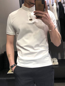 Summer Polo Mens Short-Sleeved Lapel T-shirt K-style Trendy Slim Tops British Handsome Half Sleeve T-shirt Polo Shirt