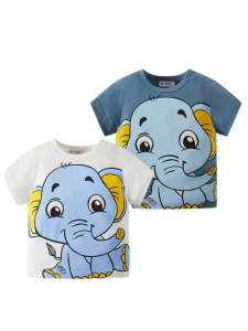 Summer Childrens Half Sleeve T-Shirt Elephant Print Cotton