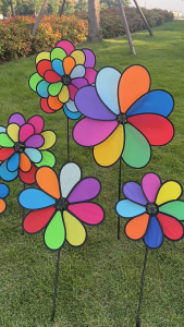 2pcs Colorful Flower Windmill 28cm Wind Spinners Garden Pinwheels Yard Outdoor Dec