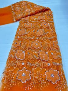 AT2815 Nigerian Groom Lace Fabric With Sequin 2026 Hig-End Luxury Embeoidery French Beads Mesh Fabric For Wedding Dress Party
